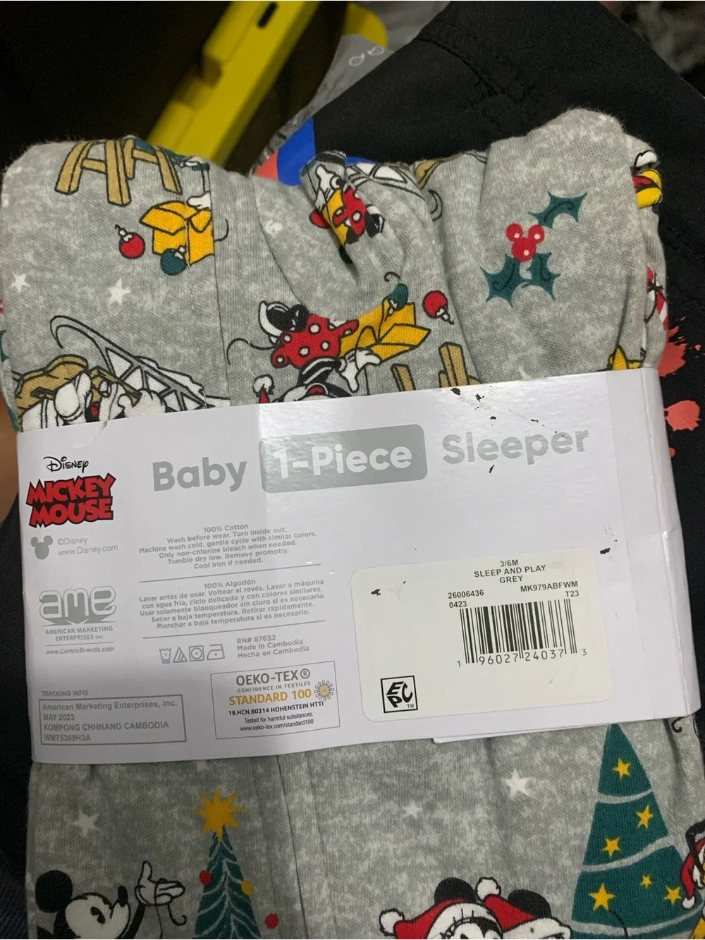 Disney Holiday 3-6 months baby footed pajamas